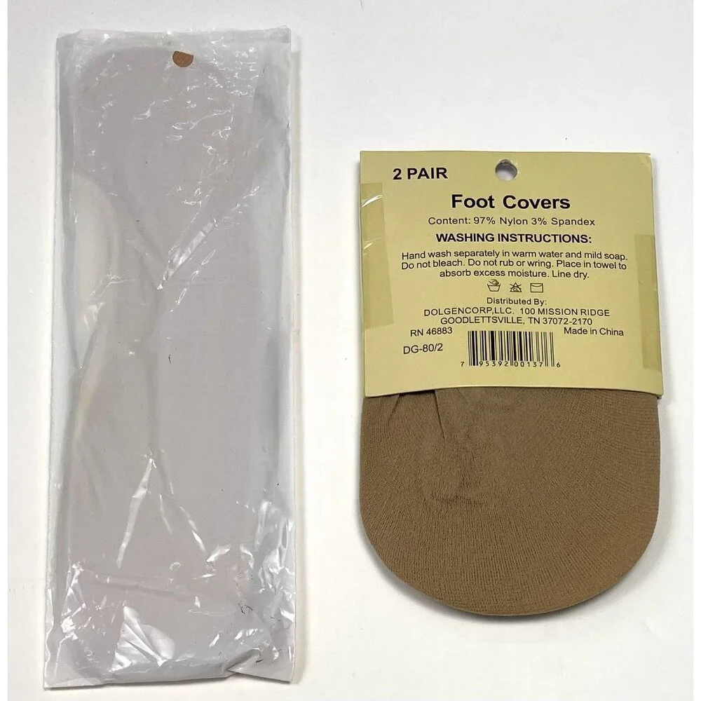 VTG 3pr Nylon Stretch FOOT COVERS Sox Nude Beige Bobbie Brooks Fit-Rite NIP NEW